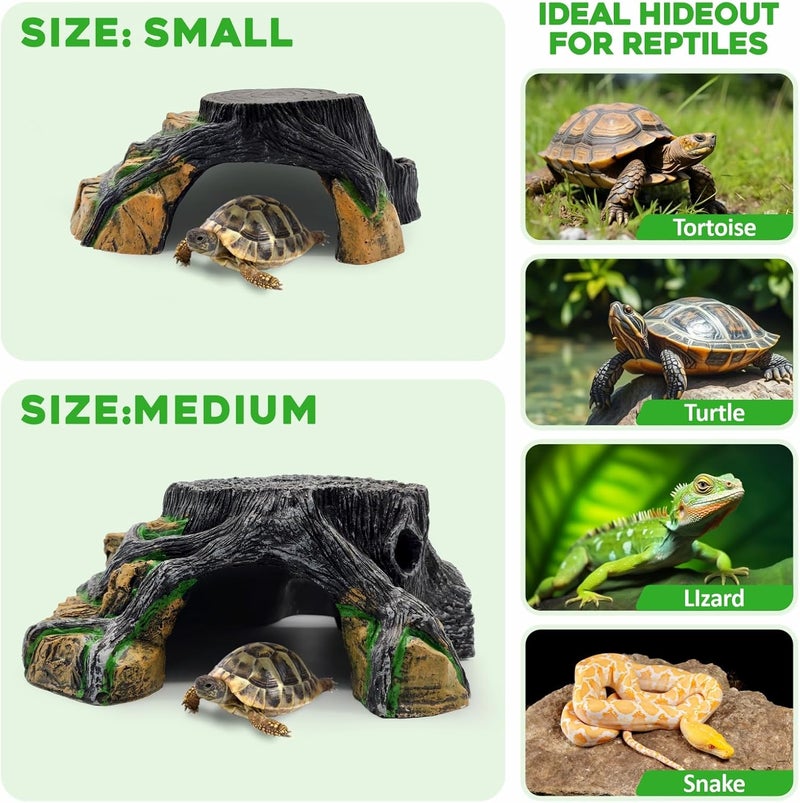 GOZILLA Reptile Cave for Terrarium,Reptile Humid Hide Basking Platform,Resin Root Decor for Frog,Bearded Dragon and Leopard Gecko.(Black-L-Kit) - Image 3